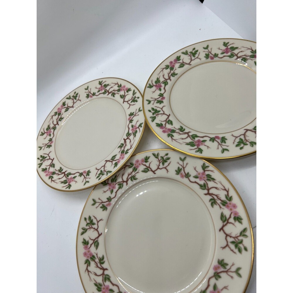 Set of 3 Franciscan China Woodside 6.25" Bread & Butter Plates Pink Flowers USA